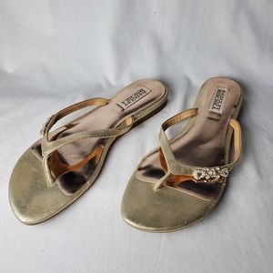 Badgley Mischka Gold Rhinestone Sandal 8